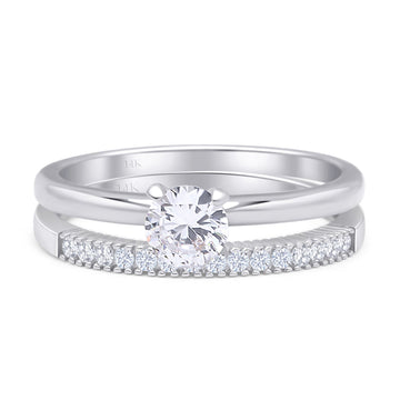 Two Piece Round Solitaire Eternity Gold Ring
